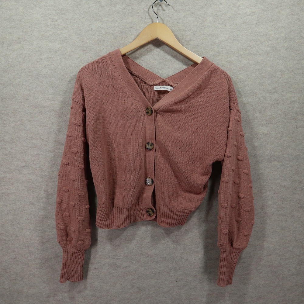 Moon & Madison Cardigan M Boho Modern Bobble Sleeve Dusty Rose SMC016